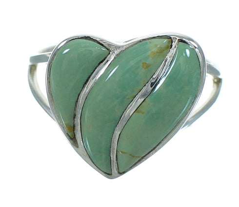 Genuine Sterling Silver And Turquoise Heart Southwest Ring Size 5-1/4 YX69571